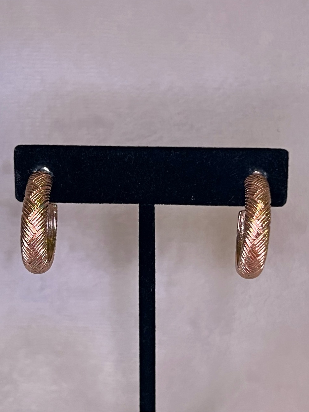 Monet Vintage Gold Tone Textured Hoop Earrings